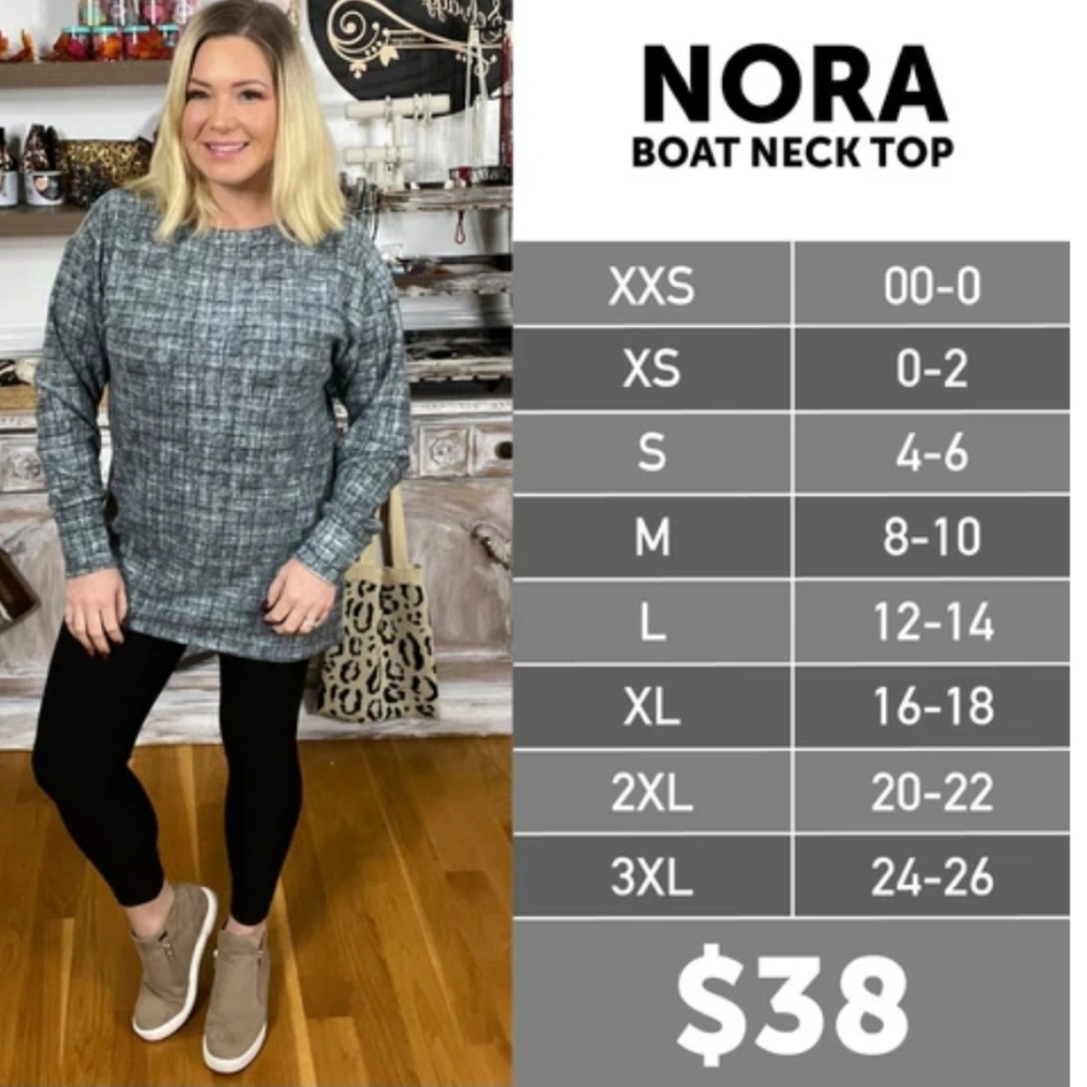 Lularoe- 'NORA" Boat neck Sweater, Teal Or Black